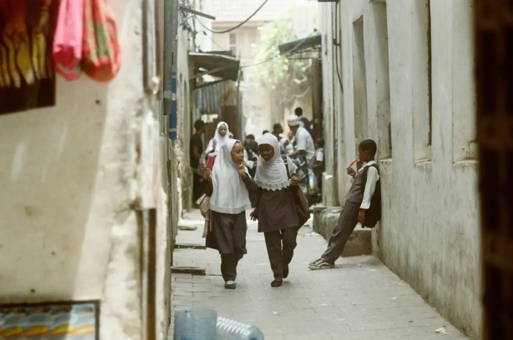 Stone Town Zanzibar Narrow Street People School Children